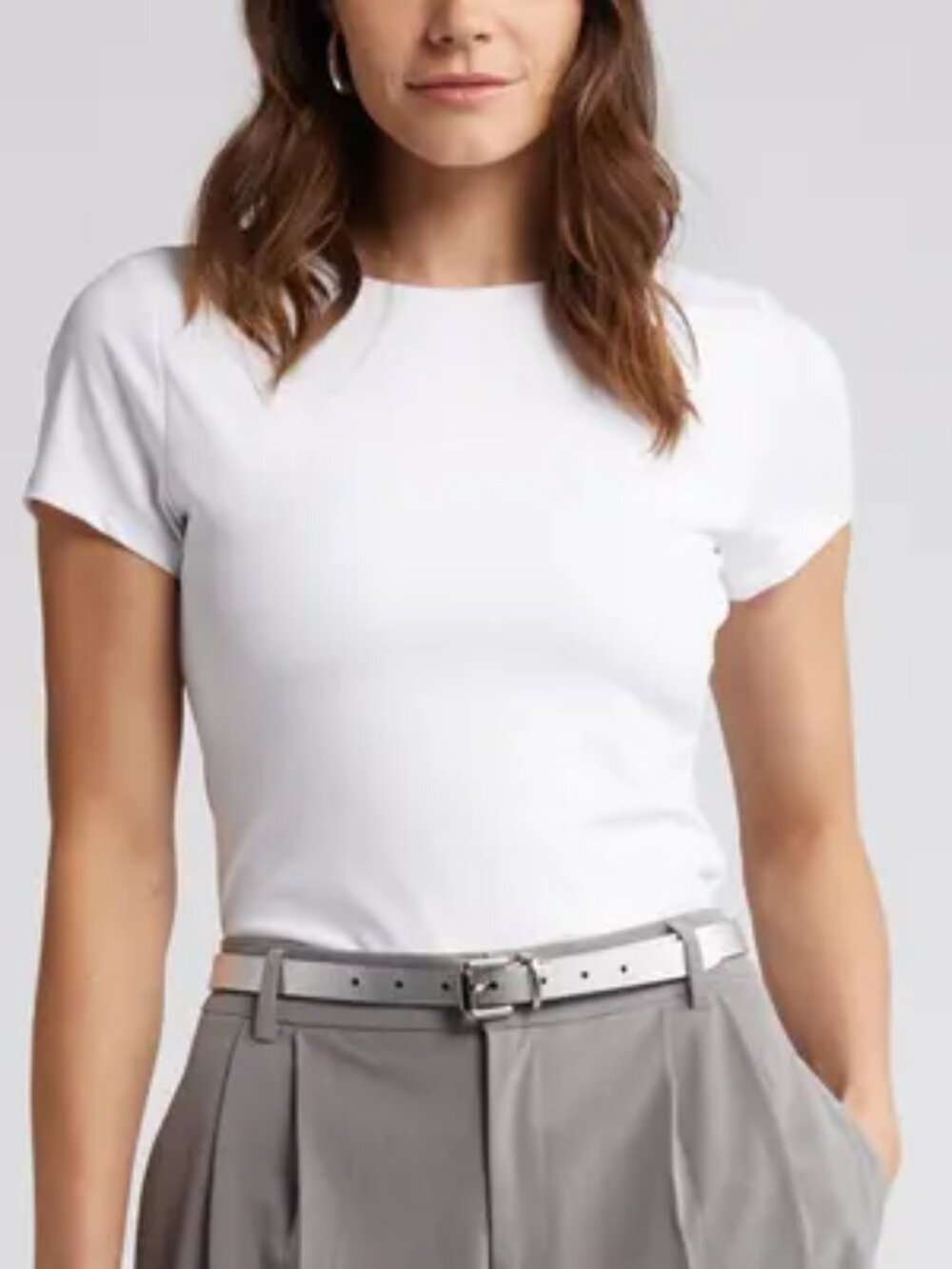 Halogen Essential Compression T Shirt – Bright White – Large – Sculpting Stretch